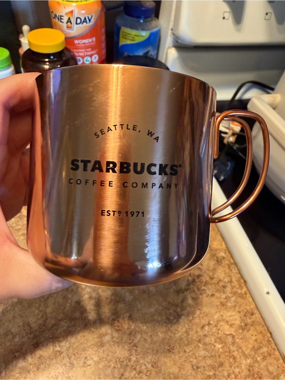Starbucks Metallic Copper Mug with Black Logo